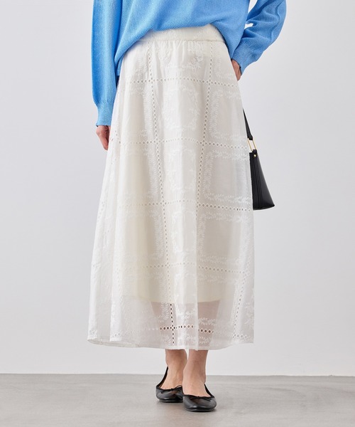ROPE' PICNIC(ロペピクニック)の「刺繍レースフレアスカート(スカート・レディース・ホワイト/ブラック・FREE)」の1枚目の写真