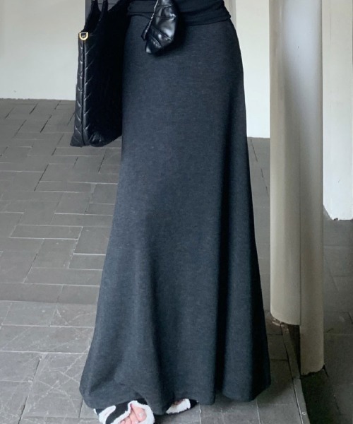 SallyLunn(サリーラン)の「リラクシーマキシロングスカート(スカート・レディース・ブラック/グレー・LARGE/MEDIUM)」の1枚目の写真