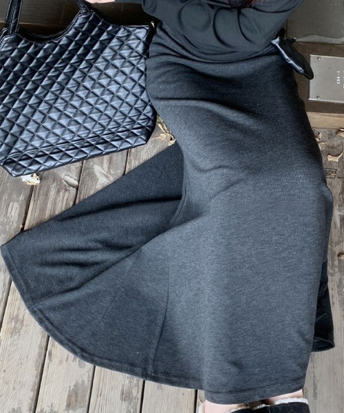 SallyLunn(サリーラン)の「リラクシーマキシロングスカート(スカート・レディース・ブラック/グレー・LARGE/MEDIUM)」の3枚目の写真