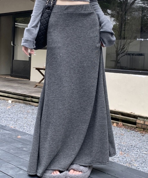 SallyLunn(サリーラン)の「リラクシーマキシロングスカート(スカート・レディース・ブラック/グレー・LARGE/MEDIUM)」の4枚目の写真