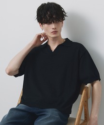 CIYOT（シヨウト）の「【CIYOT】ブークレ ショート スキッパーニットポロシャツ<接触冷感・UVカット・ウォッシャブル>（ポロシャツ）」