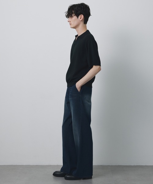 CIYOT(シヨウト)の「【CIYOT】ブークレ ショート スキッパーニットポロシャツ<接触冷感・UVカット・ウォッシャブル>(ポロシャツ・メンズ・グレー/ブラック/グレイッシュベージュ/ネイビー/ブラウン・S/M/L)」の6枚目の写真