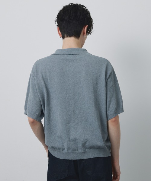 CIYOT(シヨウト)の「【CIYOT】ブークレ ショート スキッパーニットポロシャツ<接触冷感・UVカット・ウォッシャブル>(ポロシャツ・メンズ・グレー/ブラック/グレイッシュベージュ/ネイビー/ブラウン・S/M/L)」の14枚目の写真