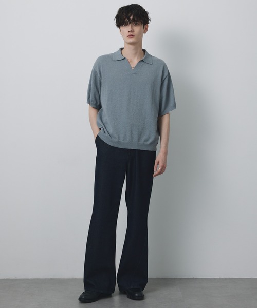 CIYOT(シヨウト)の「【CIYOT】ブークレ ショート スキッパーニットポロシャツ<接触冷感・UVカット・ウォッシャブル>(ポロシャツ・メンズ・グレー/ブラック/グレイッシュベージュ/ネイビー/ブラウン・S/M/L)」の18枚目の写真