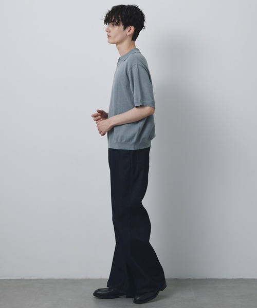 CIYOT(シヨウト)の「【CIYOT】ブークレ ショート スキッパーニットポロシャツ<接触冷感・UVカット・ウォッシャブル>(ポロシャツ・メンズ・グレー/ブラック/グレイッシュベージュ/ネイビー/ブラウン・S/M/L)」の19枚目の写真
