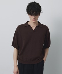CIYOT（シヨウト）の「【CIYOT】ブークレ ショート スキッパーニットポロシャツ<接触冷感・UVカット・ウォッシャブル>（ポロシャツ）」
