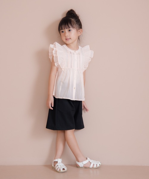 MAKE YOUR DAY（メイクユアデイ）の「フリルブラウス■80～140cm（シャツ/ブラウス・キッズ・サックスブルー/ピンク/オフホワイト・130/140/80/90/110/120/100）」の7枚目の写真