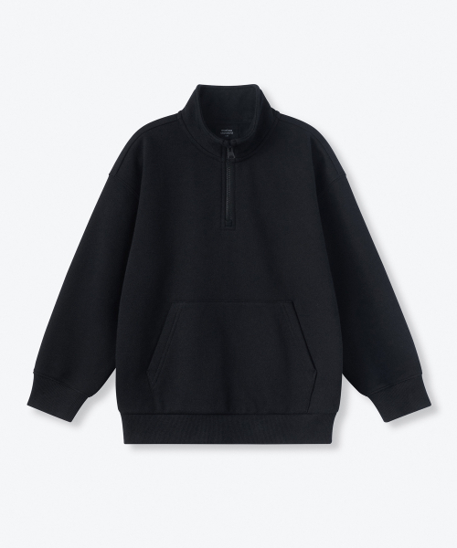 MUSINSA STANDARD KIDS（ムシンサスタンダードキッズ）の「起毛オーバーサイズハーフジップスウェットシャツ[ブラック]（スウェット・レディース・その他・100/110/120/130/140/150）」の2枚目の写真