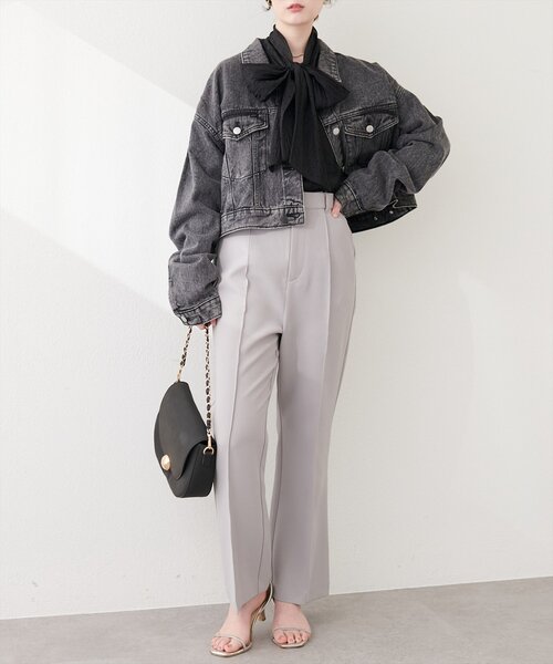 natural couture(ナチュラルクチュール)の「ショートデニムジャケット(デニムジャケット・レディース・ブラック/ブルー/サックスブルー・FREE)」の5枚目の写真