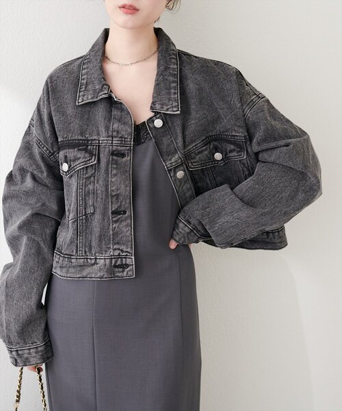 natural couture(ナチュラルクチュール)の「ショートデニムジャケット(デニムジャケット・レディース・ブラック/ブルー/サックスブルー・FREE)」の7枚目の写真