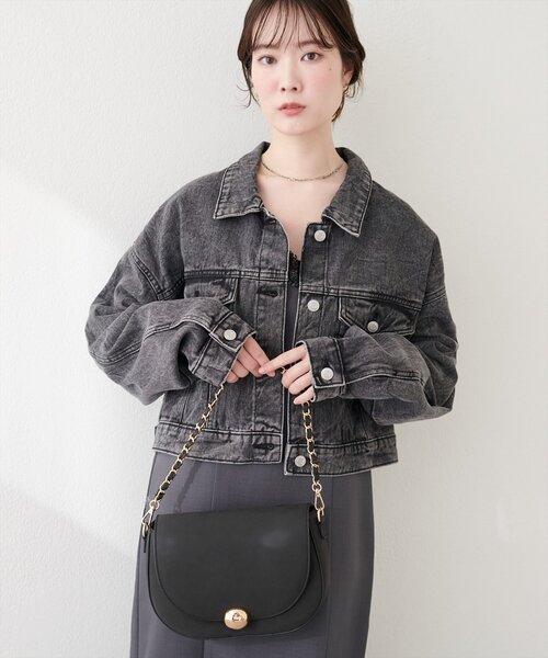 natural couture(ナチュラルクチュール)の「ショートデニムジャケット(デニムジャケット・レディース・ブラック/ブルー/サックスブルー・FREE)」の8枚目の写真