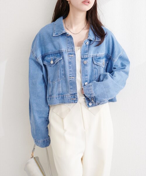 natural couture(ナチュラルクチュール)の「ショートデニムジャケット(デニムジャケット・レディース・ブラック/ブルー/サックスブルー・FREE)」の19枚目の写真