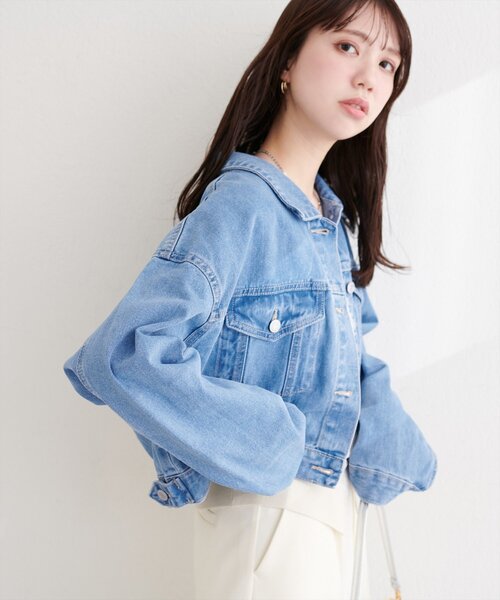 natural couture(ナチュラルクチュール)の「ショートデニムジャケット(デニムジャケット・レディース・ブラック/ブルー/サックスブルー・FREE)」の20枚目の写真