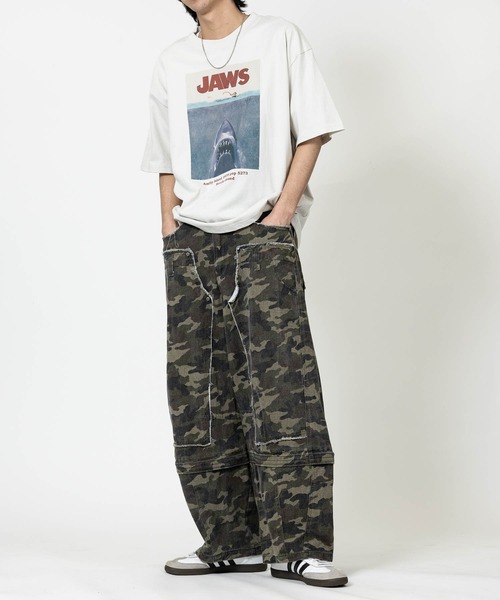 JOHN'S CLOSET（ジョンズクローゼット）の「【15】〔JAWS/ジョーズ〕ポスタープリント ユーズドライク半袖Tシャツ（Tシャツ/カットソー・メンズ・ブラック系1/ホワイト系2/ホワイト系1/ブラック系2・X-LARGE/LARGE/MEDIUM）」の11枚目の写真