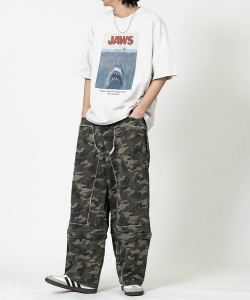JOHN'S CLOSET（ジョンズクローゼット）の「【15】〔JAWS/ジョーズ〕ポスタープリント ユーズドライク半袖Tシャツ（Tシャツ/カットソー・メンズ・ブラック系1/ホワイト系2/ホワイト系1/ブラック系2・X-LARGE/LARGE/MEDIUM）」の12枚目の写真