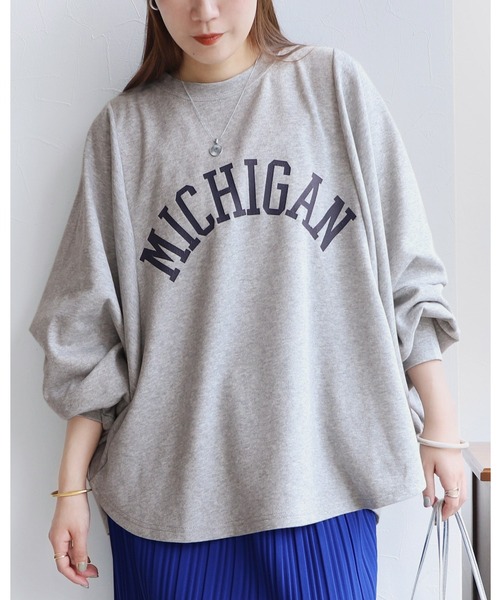 reca（レカ）の「袖ボリュームドルマンプルオーバー（Tシャツ/カットソー・レディース・グレイッシュベージュ/トップグレー/チャコール・FREE）」の2枚目の写真