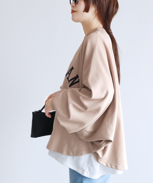 reca（レカ）の「袖ボリュームドルマンプルオーバー（Tシャツ/カットソー・レディース・グレイッシュベージュ/トップグレー/チャコール・FREE）」の12枚目の写真