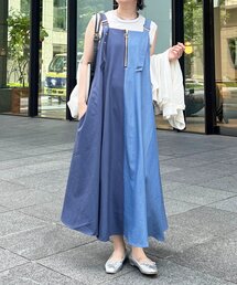 バイカラーストラップワンピース