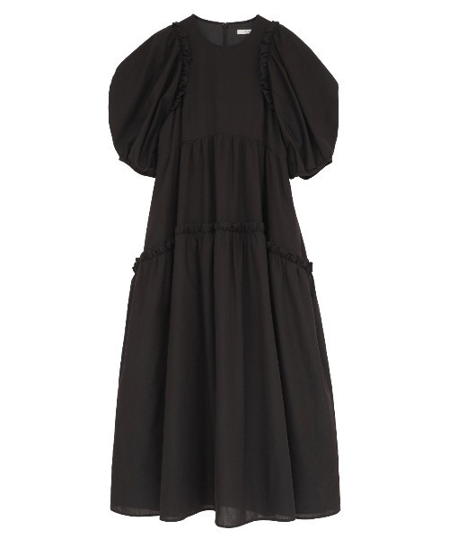 CLANE(クラネ)の「CLANE/クラネ/BUBBLE FRILL ONEPIECE(ワンピース・レディース・ブラック/ホワイト・1)」の2枚目の写真