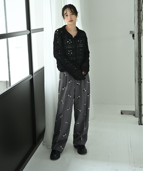 STYLE DELI(スタイルデリ)の「【BLK001】フラワークロシェカーディガン(カーディガン/ボレロ・レディース・ブラック・FREE)」の8枚目の写真