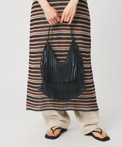 HELOYSE（エロイーズ）の「＜HELOYSE＞フリンジ ショルダーバッグ（ショルダーバッグ・レディース・ホワイト/ブラック・FREE）」の5枚目の写真