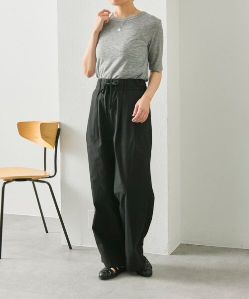 ear PAPILLONNER（イアパピヨネ）の「前後異素材パンツ【SUM1 STYLE】（その他パンツ・レディース・ブラック/ライトベージュ・FREE）」の9枚目の写真