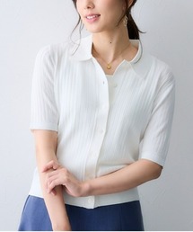 7days Life Styling | 【接触冷感】リブニットポロカーディガン(UVカット・毛玉になりにくい・遮熱)(カーディガン/ボレロ)