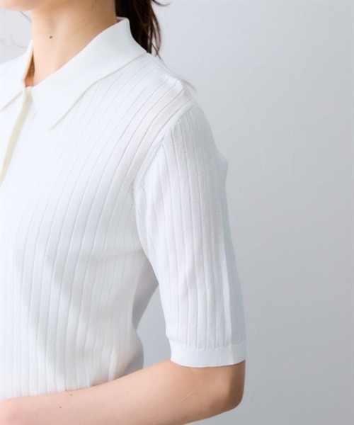 7days Life Styling(セブンデイズライフスタイリング)の「【接触冷感】リブニットポロカーディガン(UVカット・毛玉になりにくい・遮熱)(カーディガン/ボレロ・レディース・ブラック/オフホワイト/杢グレー・3L/LL/L/M/S)」の17枚目の写真