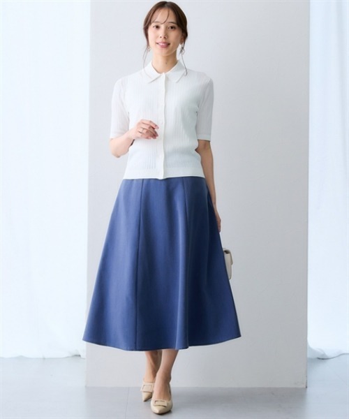 7days Life Styling(セブンデイズライフスタイリング)の「【接触冷感】リブニットポロカーディガン(UVカット・毛玉になりにくい・遮熱)(カーディガン/ボレロ・レディース・ブラック/オフホワイト/杢グレー・3L/LL/L/M/S)」の5枚目の写真