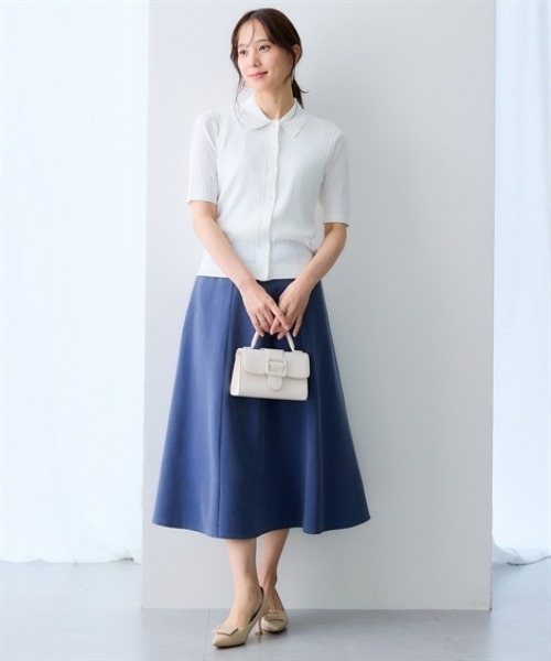 7days Life Styling(セブンデイズライフスタイリング)の「【接触冷感】リブニットポロカーディガン(UVカット・毛玉になりにくい・遮熱)(カーディガン/ボレロ・レディース・ブラック/オフホワイト/杢グレー・3L/LL/L/M/S)」の6枚目の写真