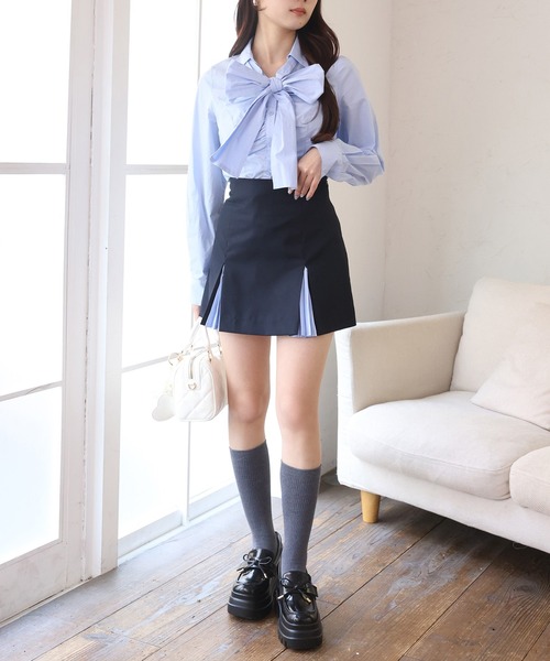 one after another NICE CLAUP(ワンアフターアナザーナイスクラップ)の「【セットアップ可能】配色プリーツスカート(スカート・レディース・チャコールグレー/ブラック/ネイビー・SMALL/MEDIUM)」の22枚目の写真