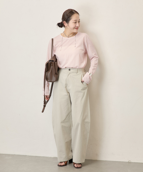 JOURNAL STANDARD(ジャーナルスタンダード)の「《追加2》クルーネックシアーロングTシャツ(Tシャツ/カットソー・レディース・バーガンディー/キャメル/ホワイト/ストーン・FREE)」の8枚目の写真