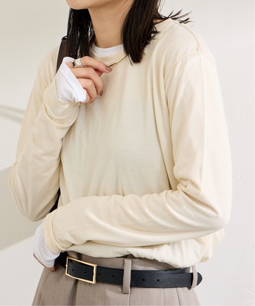 JOURNAL STANDARD(ジャーナルスタンダード)の「《追加2》クルーネックシアーロングTシャツ(Tシャツ/カットソー・レディース・バーガンディー/キャメル/ホワイト/ストーン・FREE)」の18枚目の写真