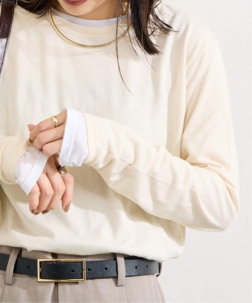 JOURNAL STANDARD(ジャーナルスタンダード)の「《追加2》クルーネックシアーロングTシャツ(Tシャツ/カットソー・レディース・バーガンディー/キャメル/ホワイト/ストーン・FREE)」の19枚目の写真