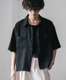 Rocky Monroe | 接触冷感 オーバーサイズとろみショート丈半袖シャツ/短丈ハーフスリーブシャツ(シャツ/ブラウス)