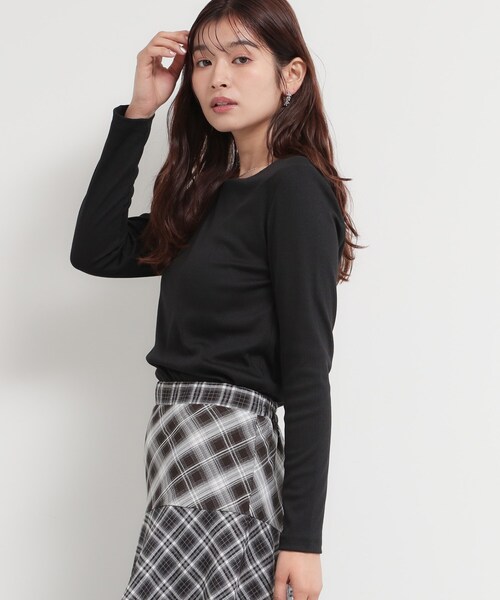 THE SHOP TK (ザ ショップ ティーケー )の「スクエアネックテレコトップス(Tシャツ/カットソー・レディース・オフホワイト/ブラック・13/12)」の7枚目の写真