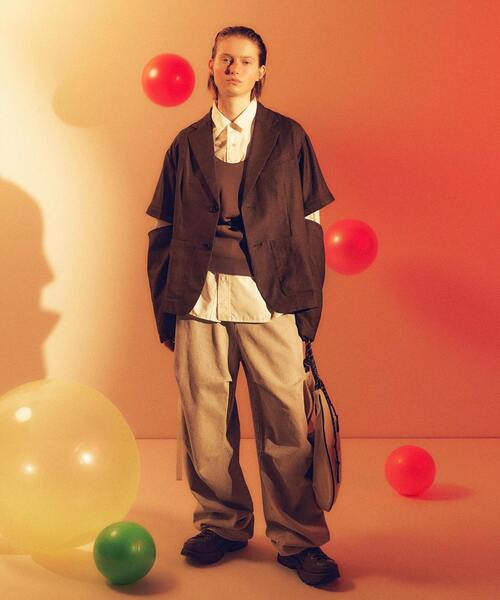 CONVERSE TOKYO（コンバーストウキョウ）の「【HL】LINEN LIKE 2WAY TAILORED JACKET（テーラードジャケット・レディース・グレー/ブラウン・FREE）」の4枚目の写真