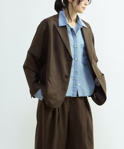 CONVERSE TOKYO（コンバーストウキョウ）の「【HL】LINEN LIKE 2WAY TAILORED JACKET（テーラードジャケット・レディース・グレー/ブラウン・FREE）」の5枚目の写真