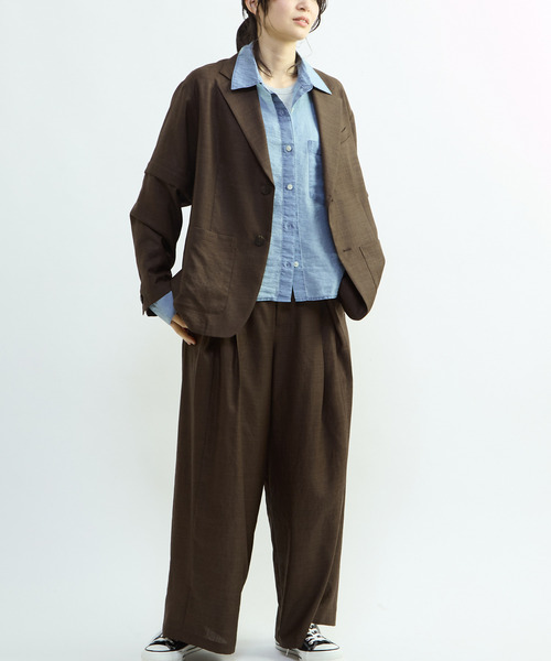 CONVERSE TOKYO（コンバーストウキョウ）の「【HL】LINEN LIKE 2WAY TAILORED JACKET（テーラードジャケット・レディース・グレー/ブラウン・FREE）」の9枚目の写真