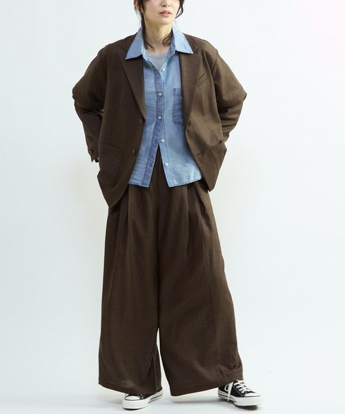 CONVERSE TOKYO（コンバーストウキョウ）の「【HL】LINEN LIKE 2WAY TAILORED JACKET（テーラードジャケット・レディース・グレー/ブラウン・FREE）」の12枚目の写真