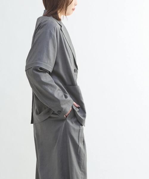 CONVERSE TOKYO（コンバーストウキョウ）の「【HL】LINEN LIKE 2WAY TAILORED JACKET（テーラードジャケット・レディース・グレー/ブラウン・FREE）」の13枚目の写真
