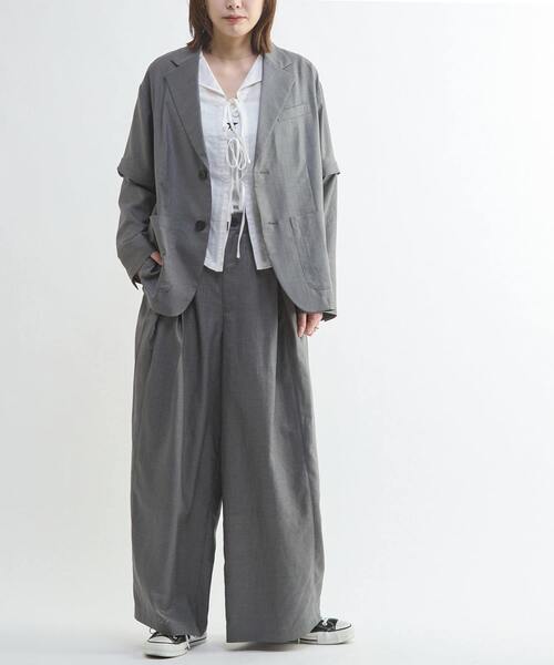 CONVERSE TOKYO（コンバーストウキョウ）の「【HL】LINEN LIKE 2WAY TAILORED JACKET（テーラードジャケット・レディース・グレー/ブラウン・FREE）」の15枚目の写真
