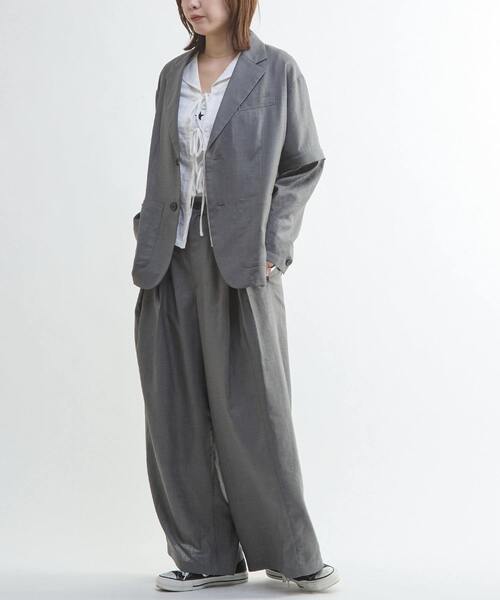 CONVERSE TOKYO（コンバーストウキョウ）の「【HL】LINEN LIKE 2WAY TAILORED JACKET（テーラードジャケット・レディース・グレー/ブラウン・FREE）」の16枚目の写真