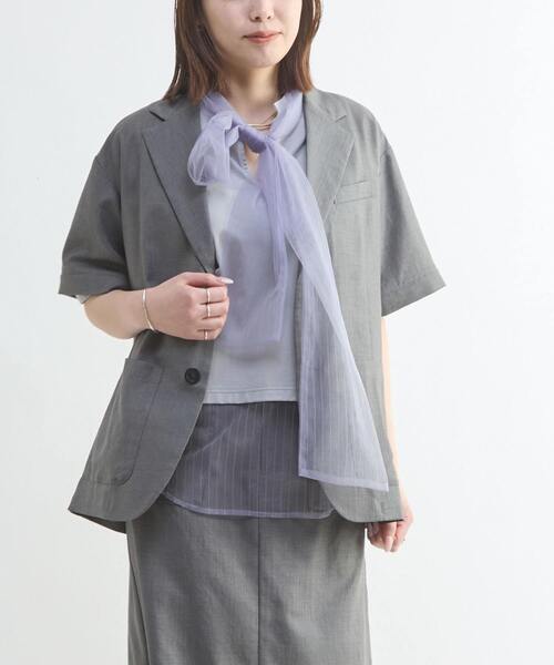 CONVERSE TOKYO（コンバーストウキョウ）の「【HL】LINEN LIKE 2WAY TAILORED JACKET（テーラードジャケット・レディース・グレー/ブラウン・FREE）」の20枚目の写真