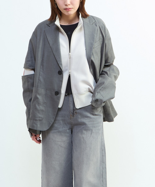 CONVERSE TOKYO(コンバーストウキョウ)の「【HL】LINEN LIKE 2WAY TAILORED JACKET(テーラードジャケット・レディース・グレー/ブラウン・FREE)」の20枚目の写真