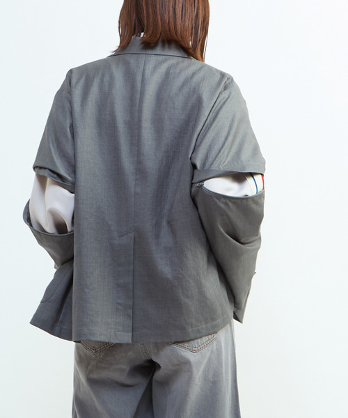 CONVERSE TOKYO(コンバーストウキョウ)の「【HL】LINEN LIKE 2WAY TAILORED JACKET(テーラードジャケット・レディース・グレー/ブラウン・FREE)」の19枚目の写真