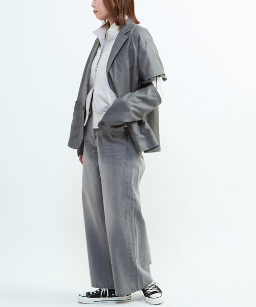 CONVERSE TOKYO(コンバーストウキョウ)の「【HL】LINEN LIKE 2WAY TAILORED JACKET(テーラードジャケット・レディース・グレー/ブラウン・FREE)」の18枚目の写真