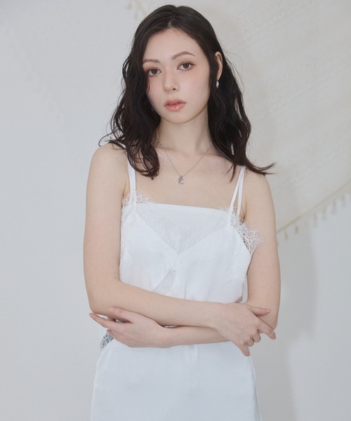 ENVYM（アンビー）の「サテンレースアシメワンピース（ワンピース・レディース・ブラック/ブラウン/ホワイト・FREE）」の8枚目の写真