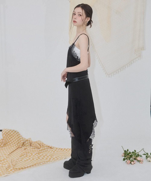 ENVYM（アンビー）の「サテンレースアシメワンピース（ワンピース・レディース・ブラック/ブラウン/ホワイト・FREE）」の19枚目の写真