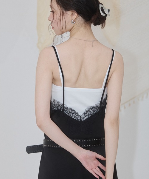 ENVYM（アンビー）の「サテンレースアシメワンピース（ワンピース・レディース・ブラック/ブラウン/ホワイト・FREE）」の21枚目の写真